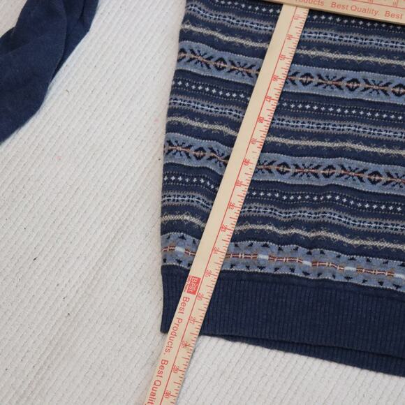 Alan Flusser Men’s Cotton Sweater Blue Fair Isle Stripe XL - Picture 4 of 6